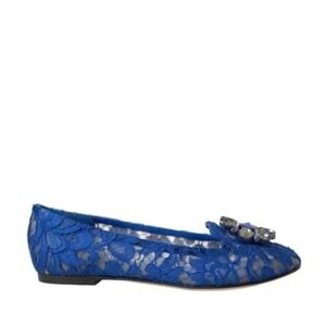 Blue lace crystal ballet flats